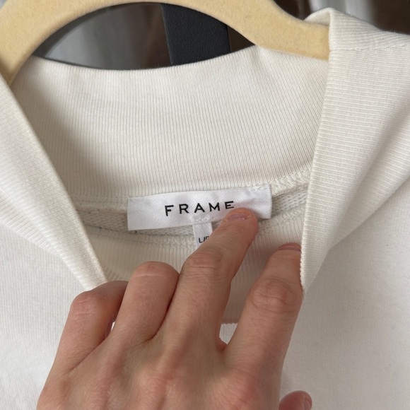 FRAME mock neck sweater balloon sleeve sweatshirt striped ribbed french terry - Picture 4 of 13